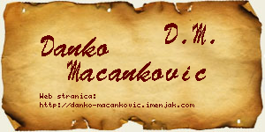 Danko Macanković vizit kartica